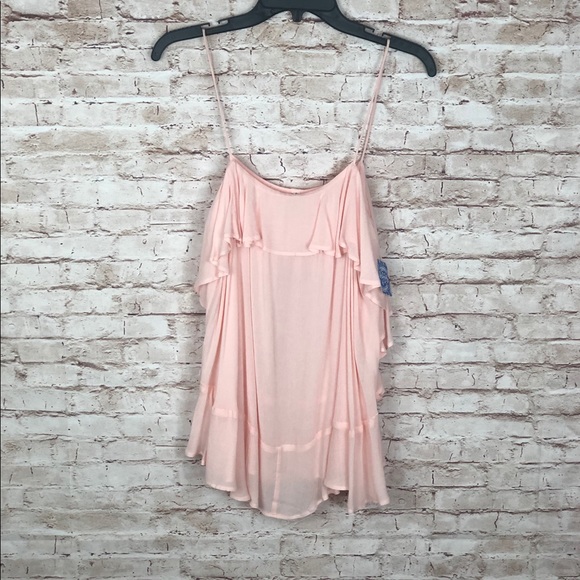 Free People Ruffle Sleeveless Cascades Tank Light Pink NWT Size XS - Picture 3 of 8